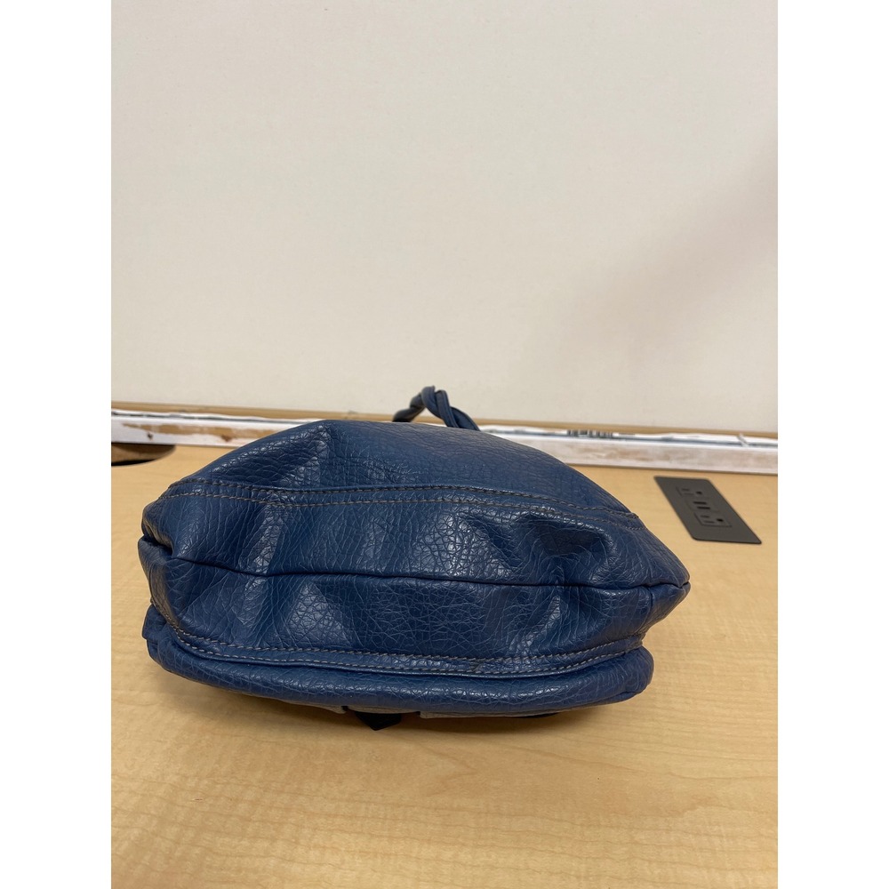 Ruma Navy Blue Pebbled Vegan Leather Hobo Bag Braided Strap Silver Hardware - Picture 5 of 7